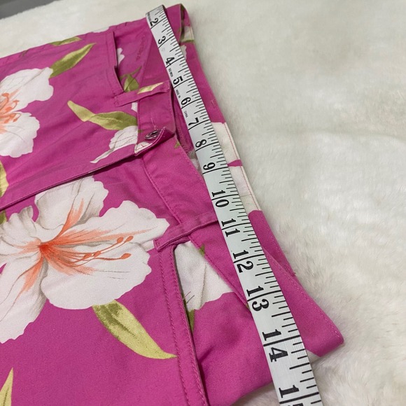 Lauren Ralph Lauren Floral Capri Pants Cropped Pink White Size 8 Lightweight - Picture 5 of 8